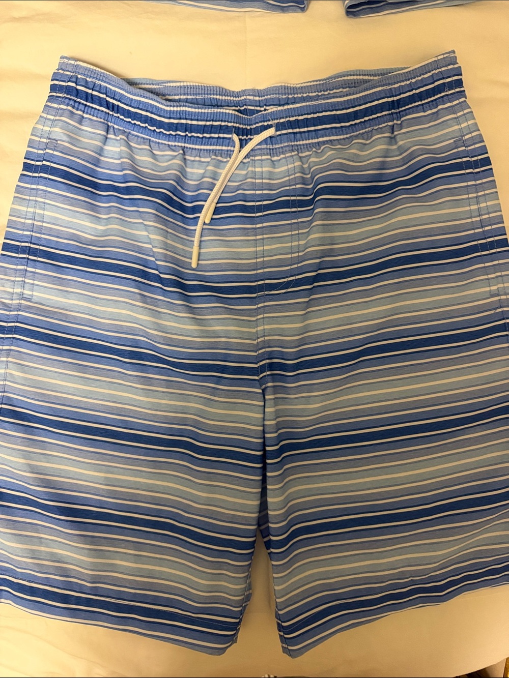 Southern Tide Blue Multi-Stripe Kids Boys Swim Trunks